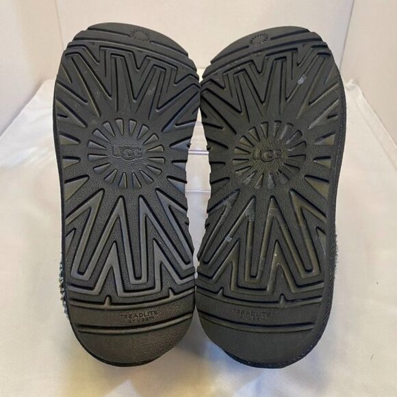 UGG Tasman Suede Shearling Lined Slip-On Slippers Black Cozy Braid Trim Women 7 - Picture 13 of 14